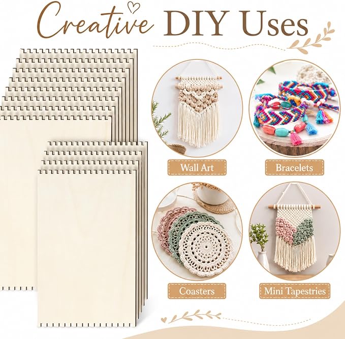 Minatee 100 Pcs Beginners Wooden Loom Notched Weaving Loom Basket Weaving Tools - Image 3