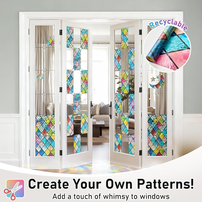 Sunbaby Window Privacy Film Stained Glass Decorative Rainbow Window Cling - Image 7