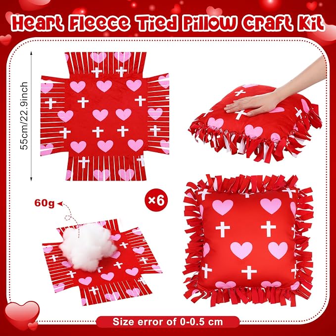 Chunful 6 Sets Valentine's Day Tied Pillow Craft Kit - Image 2