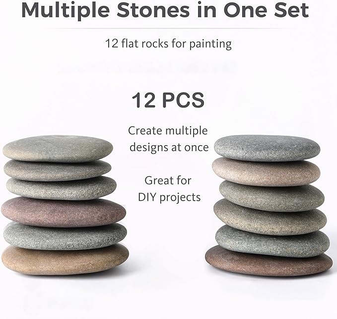 ROCART 12 PCS Large 3.35-4.15" Smooth Natural River Rocks - Image 5