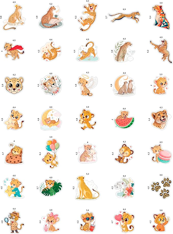 100Pcs Cheetah Stickers for Water Bottle, Laptop - Image 3