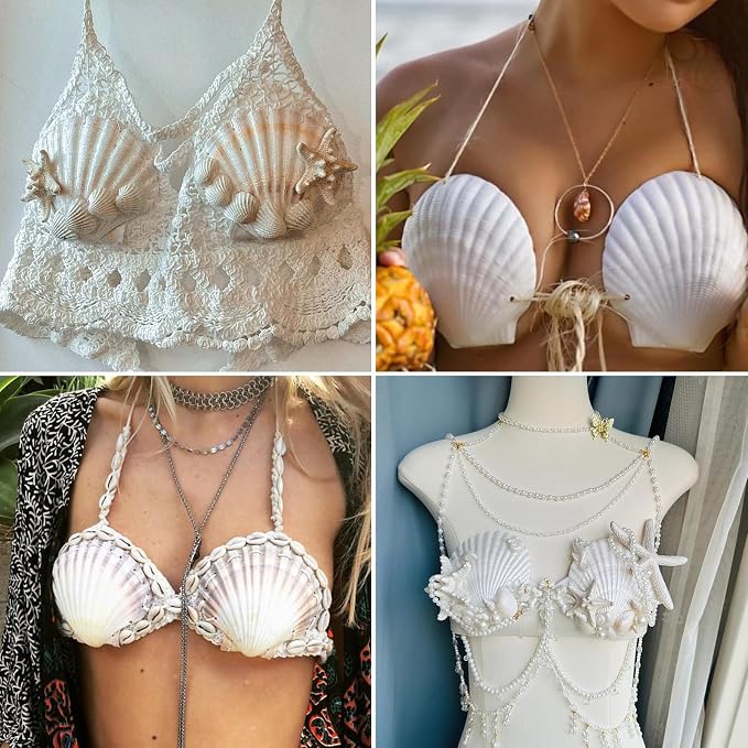 QEQEKAKA 8PCS Sea Shells for Craft 3‘’-4'’ Natural White Hawaiian Scallop - Image 6