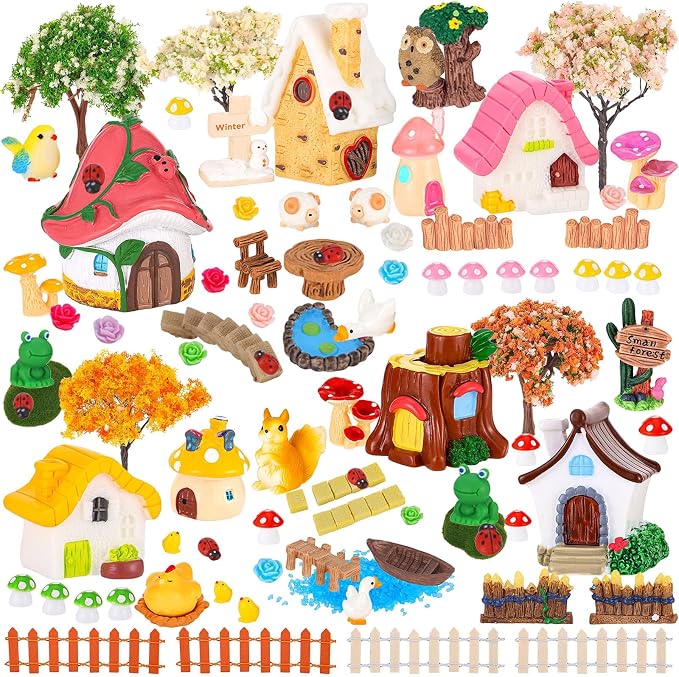 118 PCS Mini Fairy Garden Accessories Kit Miniature Garden Decorations Set Tiny by HIYZI