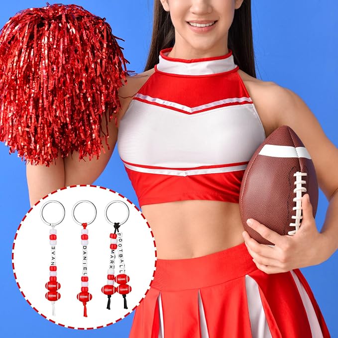 Landical 564 Pcs Football Keychain Making Kit DIY Red Football Bead Key Chain - Image 5