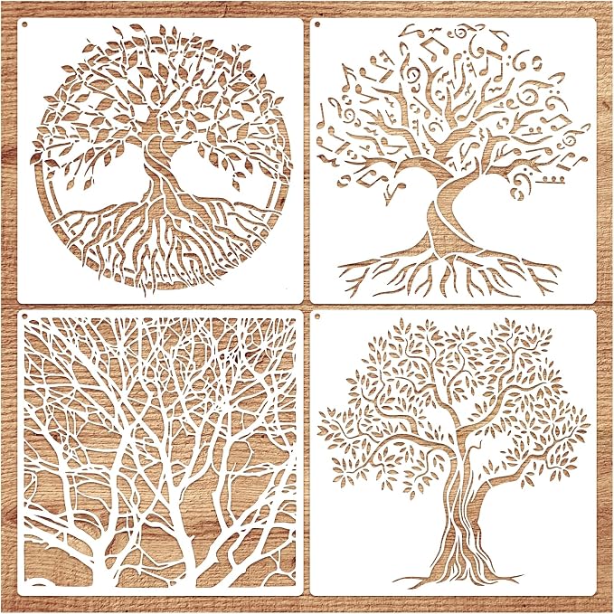 14 Inch Large Tree Stencils for Painting on Wood Crafts Reusable Tree of Life - Image 8