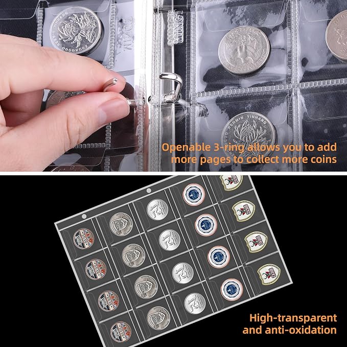 Coin Collection Book for Collector 260 Pockets Fireproof | Coin Collection - Image 5