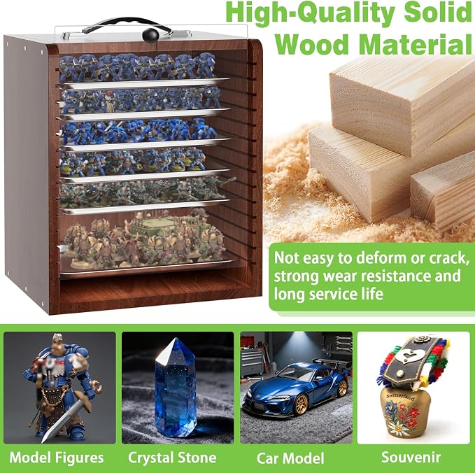 Miniature Storage Case for Collectibles Miniatures, Wooden Display Cases - Image 7