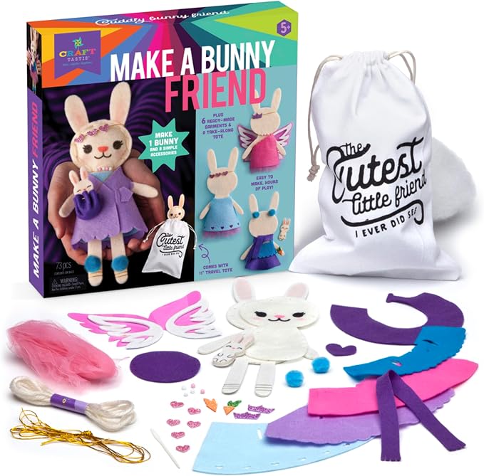 Craft-tastic – Make a Bunny Friend Craft Kit – Learn to Make 1 Easy-to-Sew - Image 5