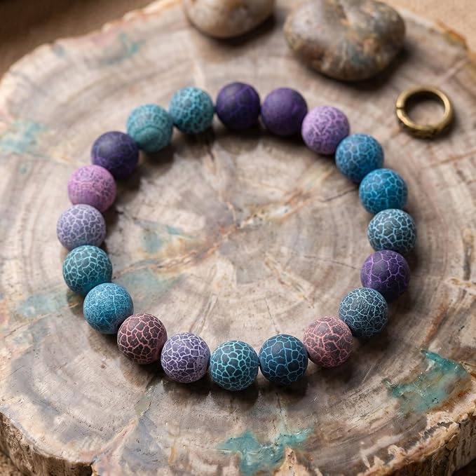 36pcs Natural Matte Colorful Oxidized Gemstone Beads，10mm Frosted Round Loose - Image 4