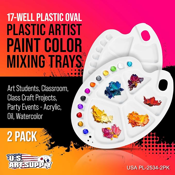 U.S. Art Supply 10" x 13.5" Clear Oval Acrylic Painting Palette - Image 2