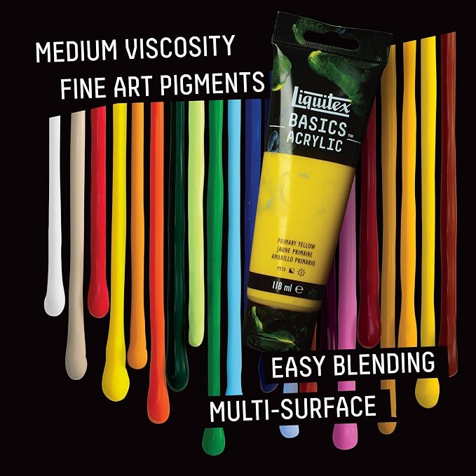 Liquitex BASICS Acrylic Paint, 118ml Tube, Primary Yellow - Image 4