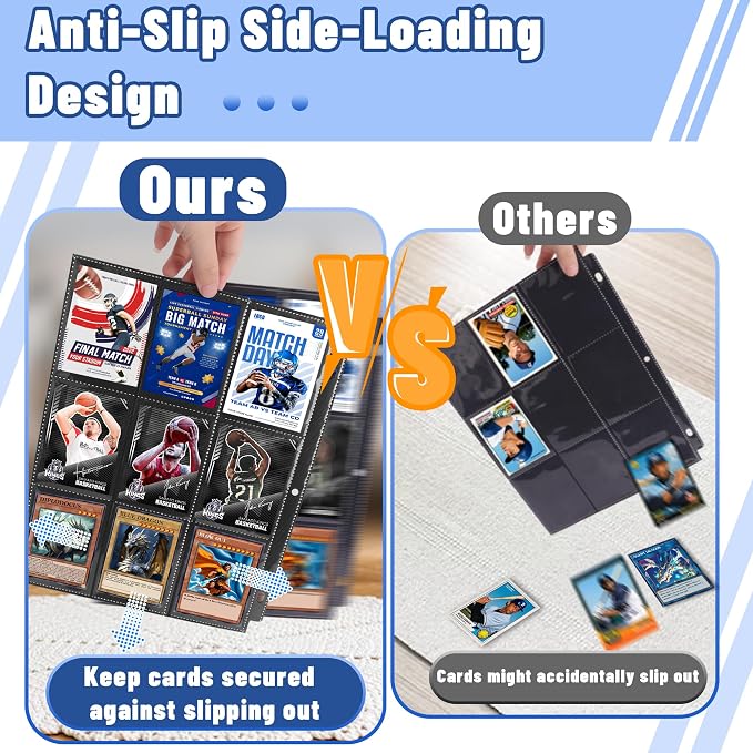 450 Pockets Trading Card Sleeves Binder, Baseball Card Binder Sleeves fit - Image 5