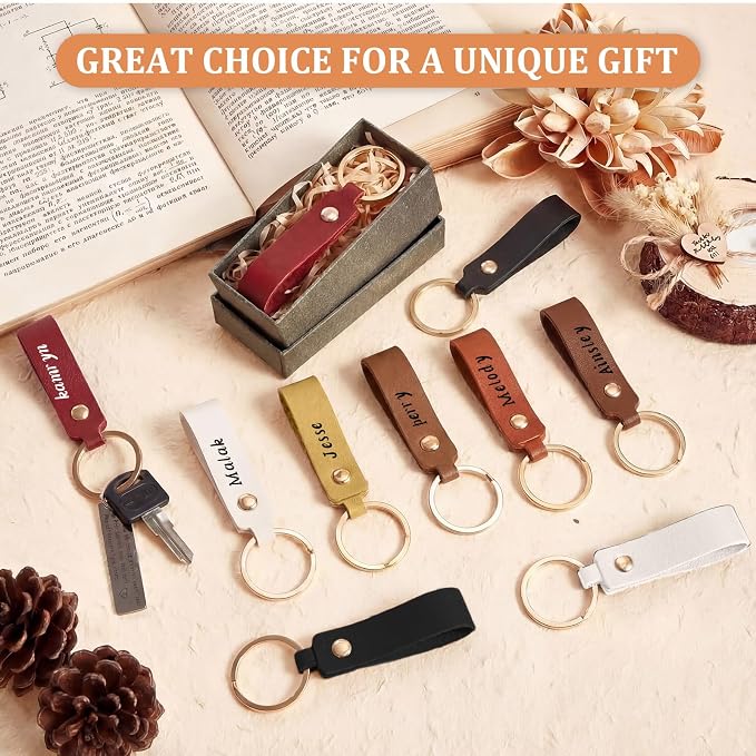 Wavyknot 30 Pcs PU Leather Keychain Blanks Bulk Laser Engraving Blanks Keychain - Image 3