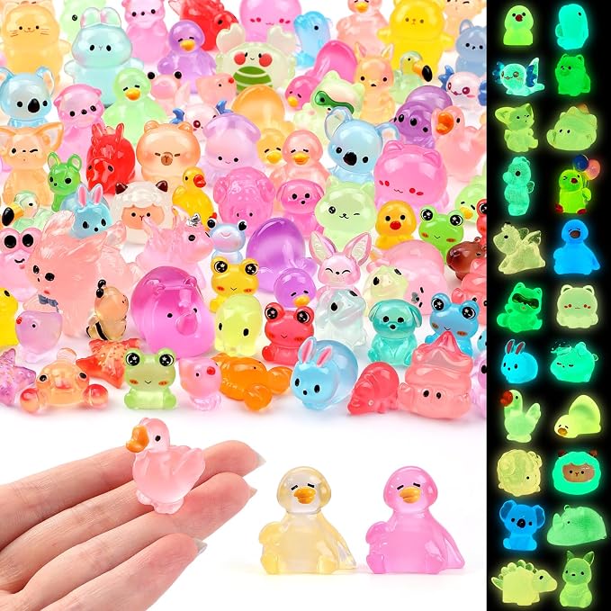 DIYDEC 85PCS Luminous Mini Resin Animals, Tiny Miniatures Figures Glow in The - Image 8