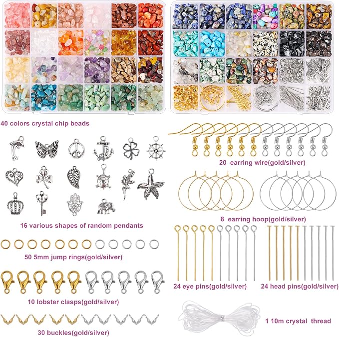 QUEFE 40 Colors Crystal Beads for Jewelry Making Crystal and Gemstone Beads - Image 3