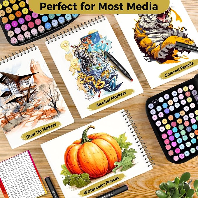 Soucolor Marker Paper Sketchbook, Bleedproof Maker Paper 9"x12" | Professional - Image 6