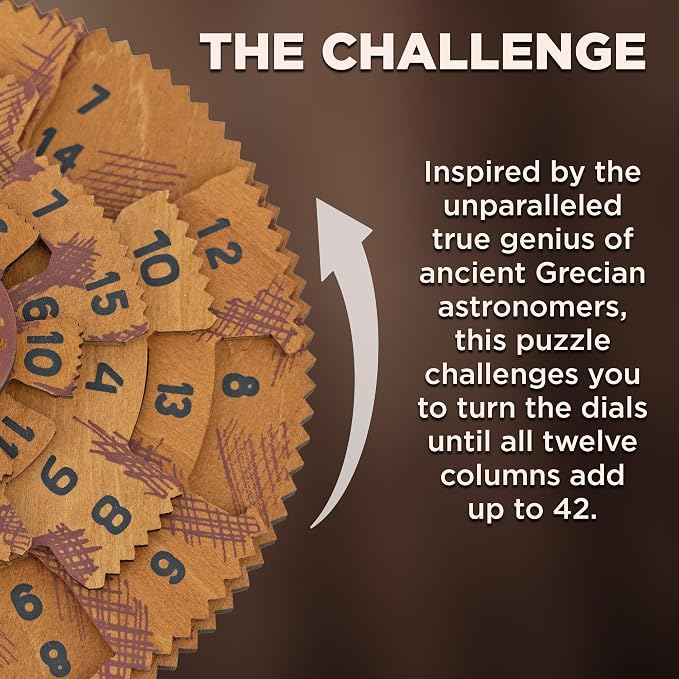 Project Genius Grecian Computer Mechanical Math Puzzle, Wooden Brainteaser Gift - Image 5