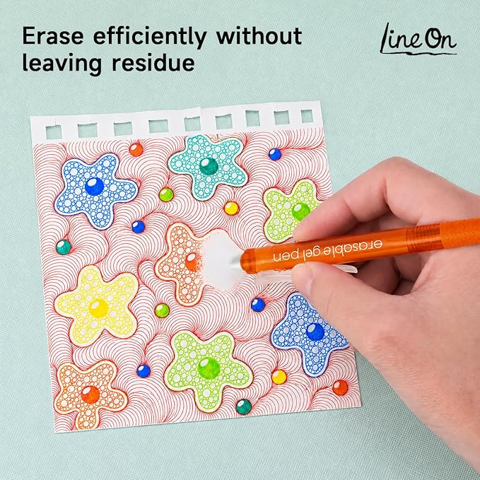 Lineon Erasable Gel Pens, 15 Colors Retractable Fine Point Erasable Pens Clicker - Image 6