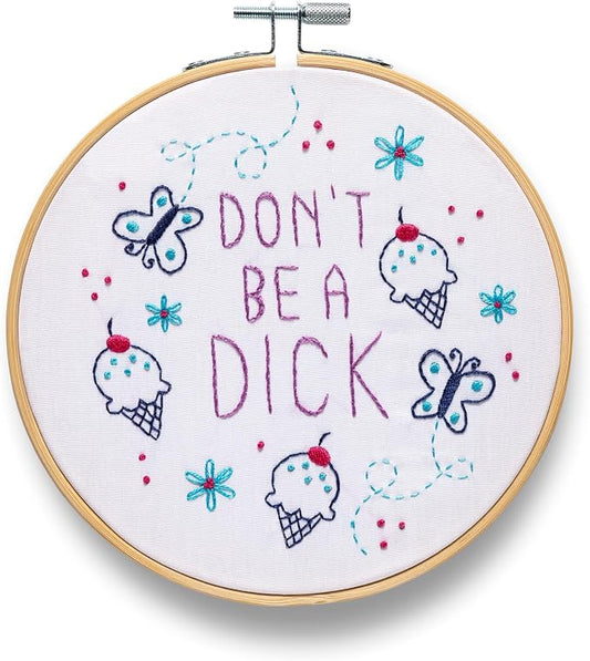 FUNATIC Don't Be A Dick Embroidery Kit | Funny Beginner Needle Work Starter Set by FUNATIC