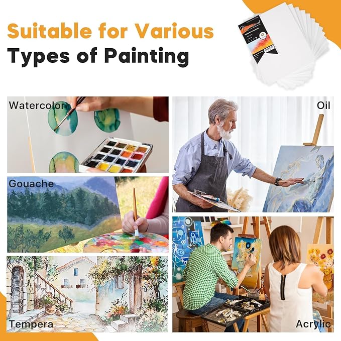 Canvas Boards 12 x 16 inch, 14 Pack, 100% Cotton Blank Canvas, Quality Acid - Image 4