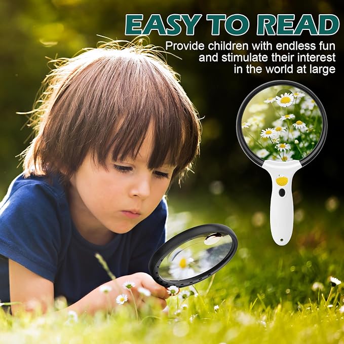 Large Magnifying Glass with Light, 12 LED Lights, Storage Bag, Clean Cloth - Image 7