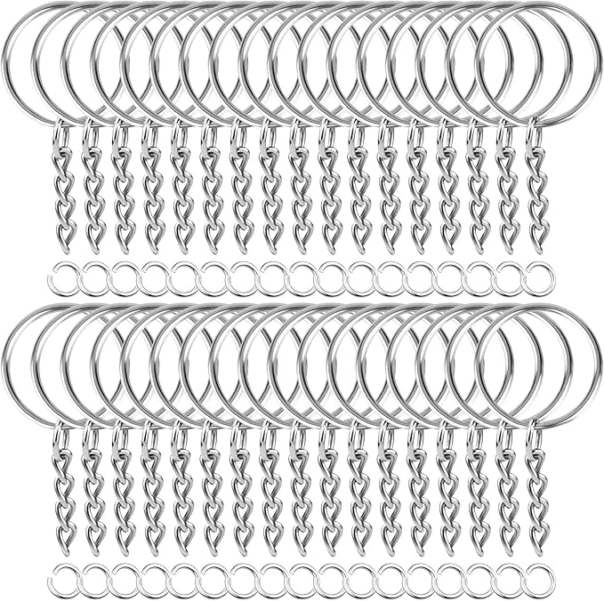 Paxcoo 50Pcs Keychains with Chain and 50 Pcs Jump Rings, Keychain Rings Kit by PAXCOO
