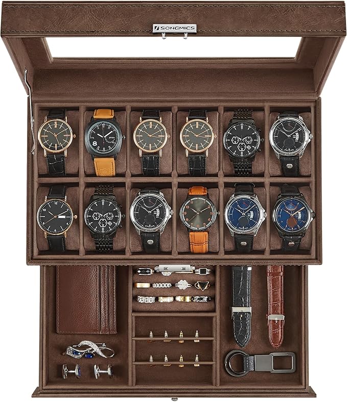 SONGMICS Watch Box, 12-Slot Watch Case Organizer by Unknown