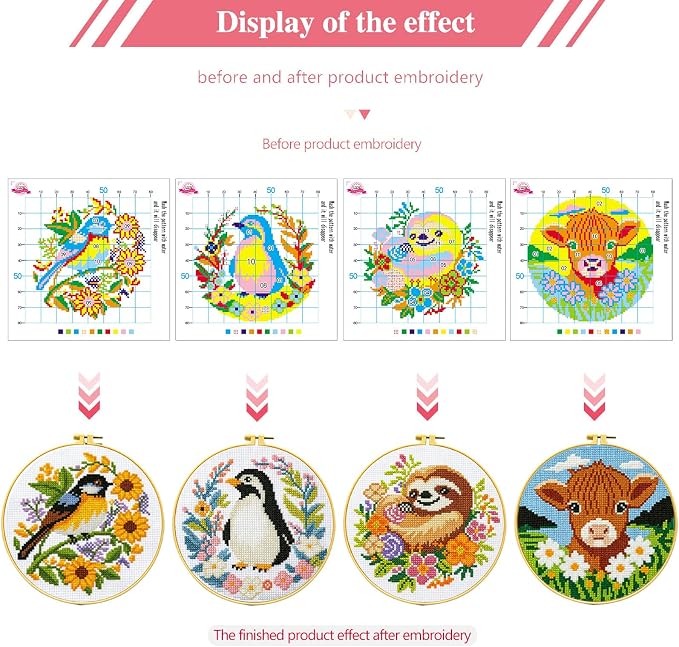Zhenging Animal Cross Stitch Kit – 4 Pre-Printed Designs - Image 6