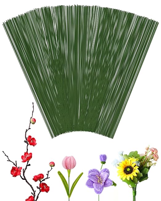 100 PCS 26 Gauge Green Floral Wire Stems by FIVEIZERO