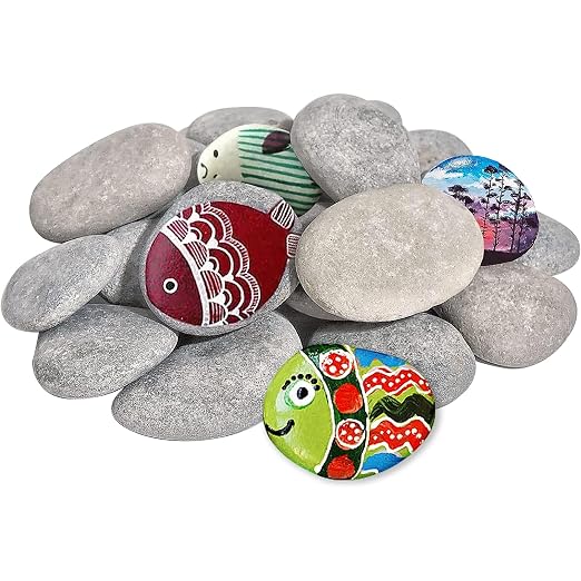 DALTACK 10 Pcs Large Rocks for Painting, Natural River Rocks, Flat River Rocks by DALTACK