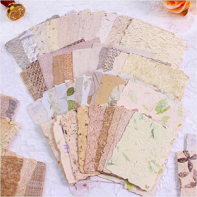 84 Sheets Small Textured Scrapbook Paper and 3D Embossed Collage Paper by Diuhofart