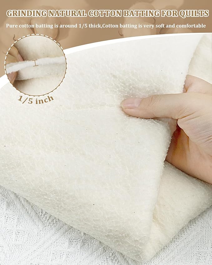 PLANTIONAL Grinding Natural Cotton Quilt Batting: 79-Inch x 91-Inch Light - Image 5