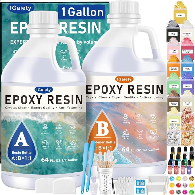 IGaiety 1 Gallon Epoxy Resin, Epoxy Resin Kit, Crystal Clear Epoxy Kit by IGaiety