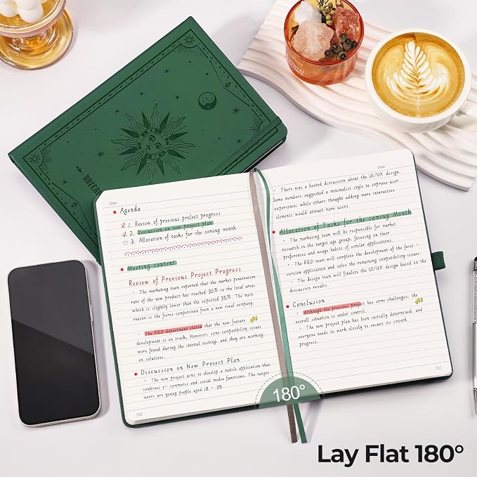 EMSHOI Lined Journal Notebook, 320 Numbered Pages, A5 Size | Leather Hardcover - Image 2