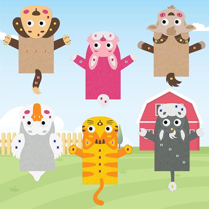 WATINC 6Pcs Hand Puppet Making Kit, Art Craft Felt Sock Puppet Toys, Creative - Image 4
