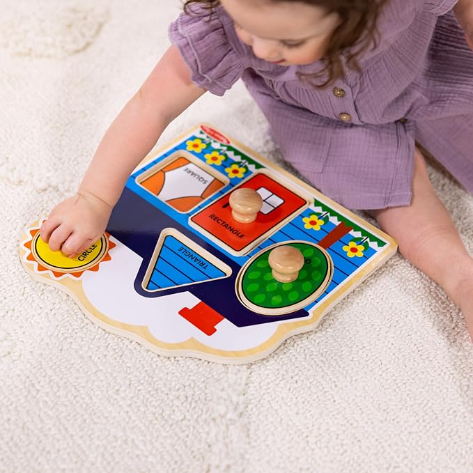Melissa & Doug First Shapes Jumbo Knob Puzzle, Wooden Peg Puzzle - Image 3