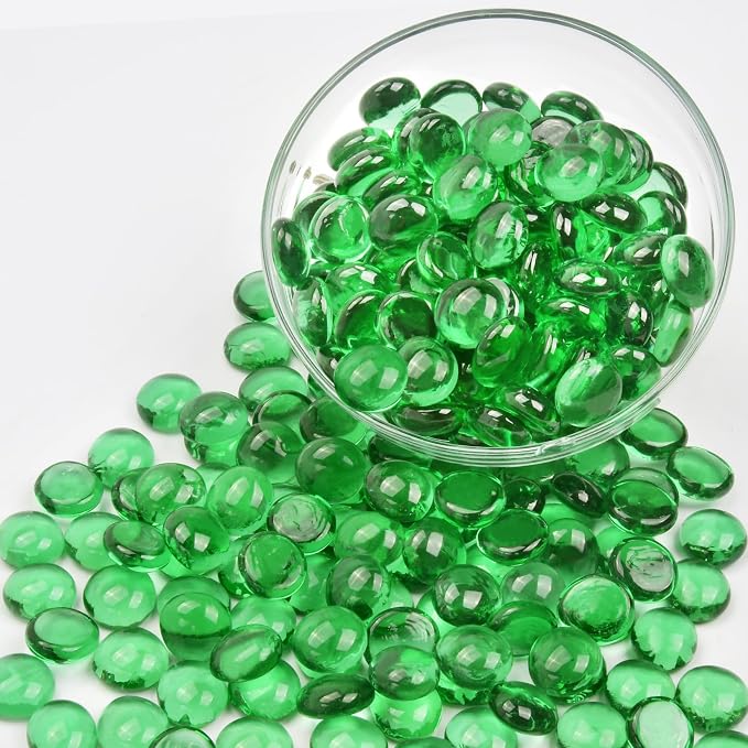 10LB Green Flat Glass Marbles for Vases, Gemstone Beads Vase Filler Decorative - Image 7