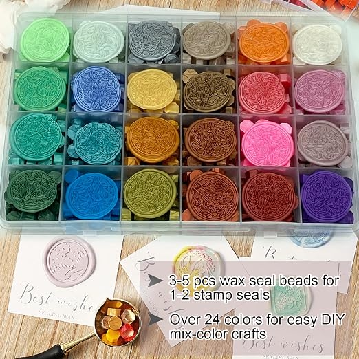 600 Pcs 24 Colors Wax Seal Beads, Andotopee Assorted Sealing Wax Pellets - Image 4