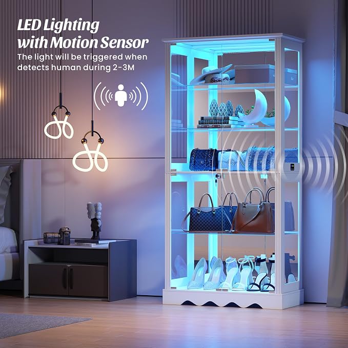 Dystler Display Cabinet with Glass Doors, RGB Lights - Image 4