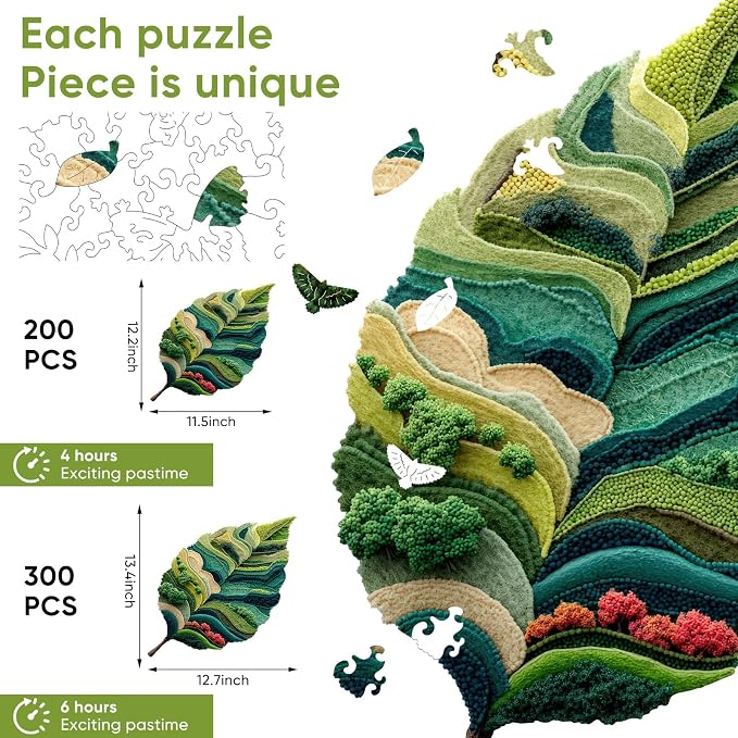 MYS A·U·R Wooden Puzzles for Adults, Nature Leaf Jigsaw Puzzle 200pcs, - Image 3