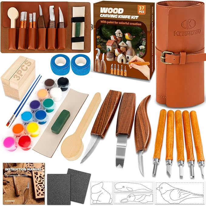 Wood Carving Kit, Wood Whittling Kit by KKERNOWO