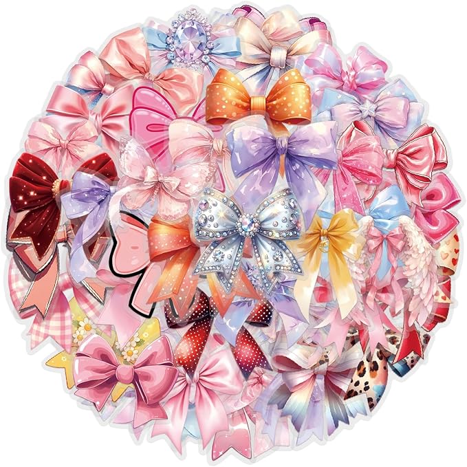 60 Pcs Clear PET Bowknot Stickers - Image 6