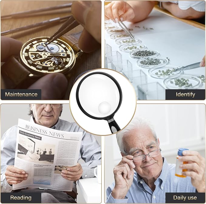 Feosky Handheld Reading Magnifier, 10X Magnifier, 75mm Shatterproof Lens - Image 7
