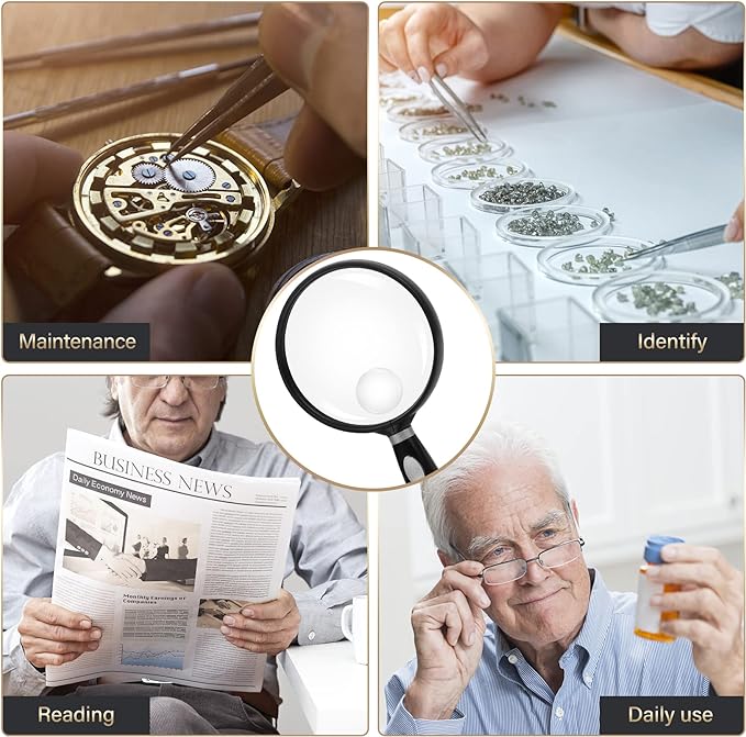 Feosky Handheld Reading Magnifier, 90mm Shatterproof Lens, Non-Slip Handle - Image 4
