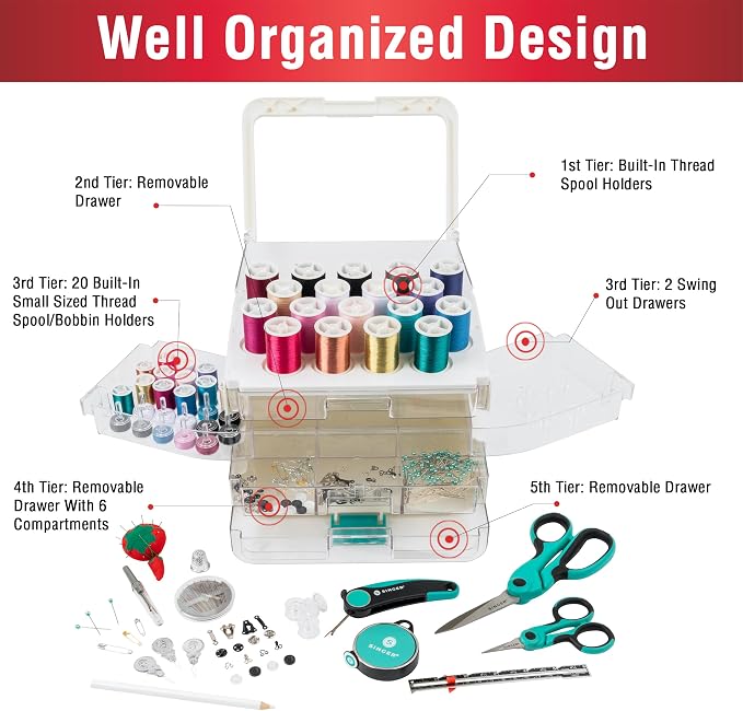 SINGER ProSeries Sew-It-Goes 356 Piece Sewing Kit and Storage System - Image 4