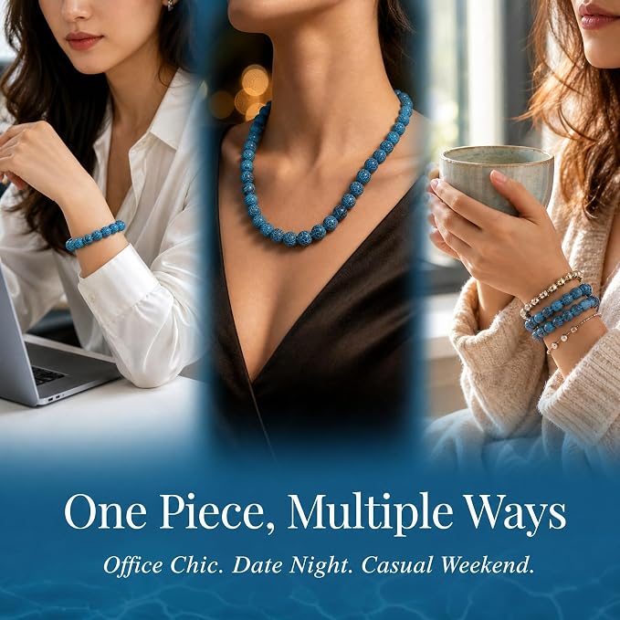 36pcs Deep Blue Frosted Oxidized Natural Gemstone Beads，10mm Round Loose Stone - Image 6