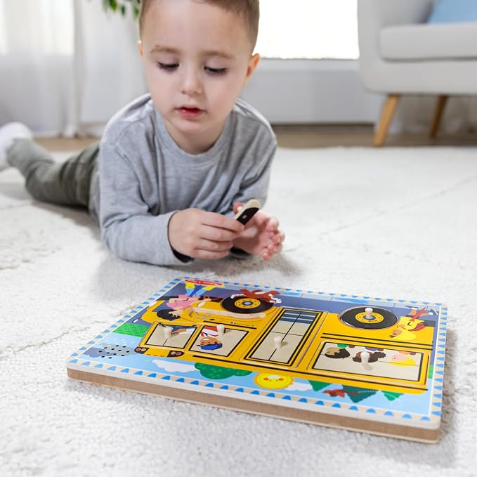 Melissa & Doug The Wheels on The Bus Song Puzzle – 8-Piece Wooden Peg Puzzle - Image 8