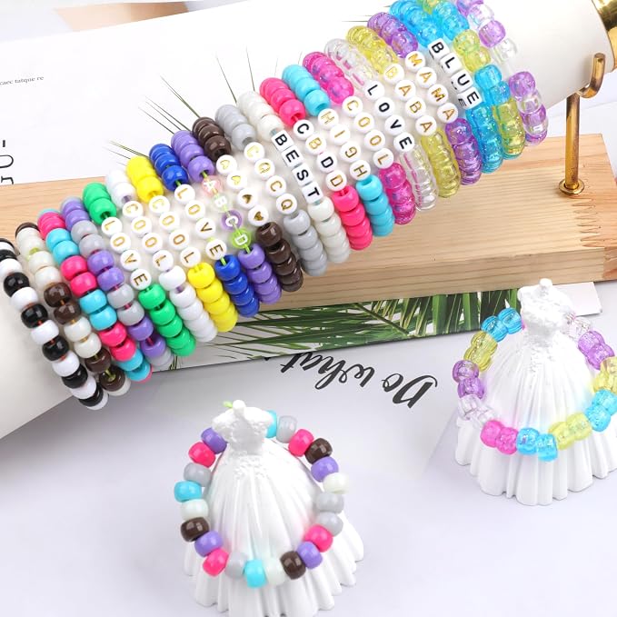 1000Pcs Pony Beads Bracelet 9mm Gray Plastic Barrel Pony Beads - Image 4