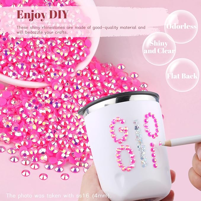6000PCS 4mm Resin Jelly Rhinestones in Bulk, Bedazzling Flatback Crystals - Image 4