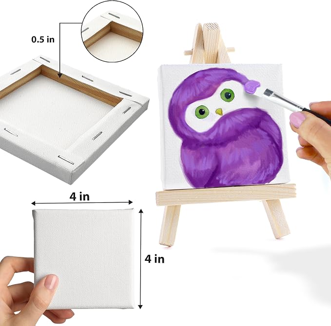 ArtSkills Stretched Canvas for Painting, 4x4 Mini Canvas, Premium Wood Frame - Image 3